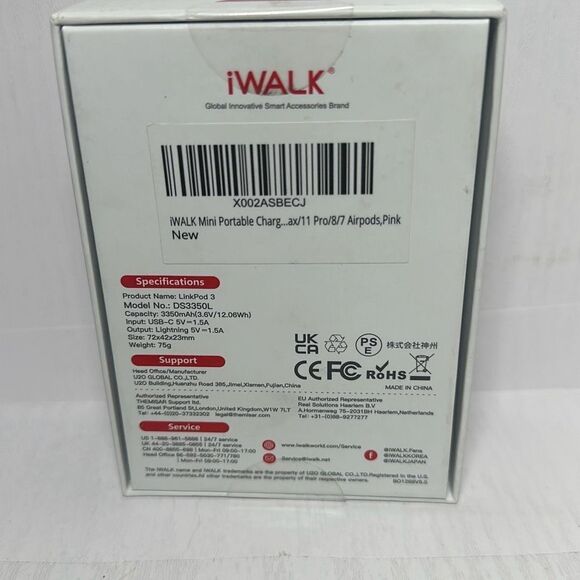 iWALK LinkPod3 3350mAh Portable iPhone Charger - Pink, DS3350L - Picture 2 of 5